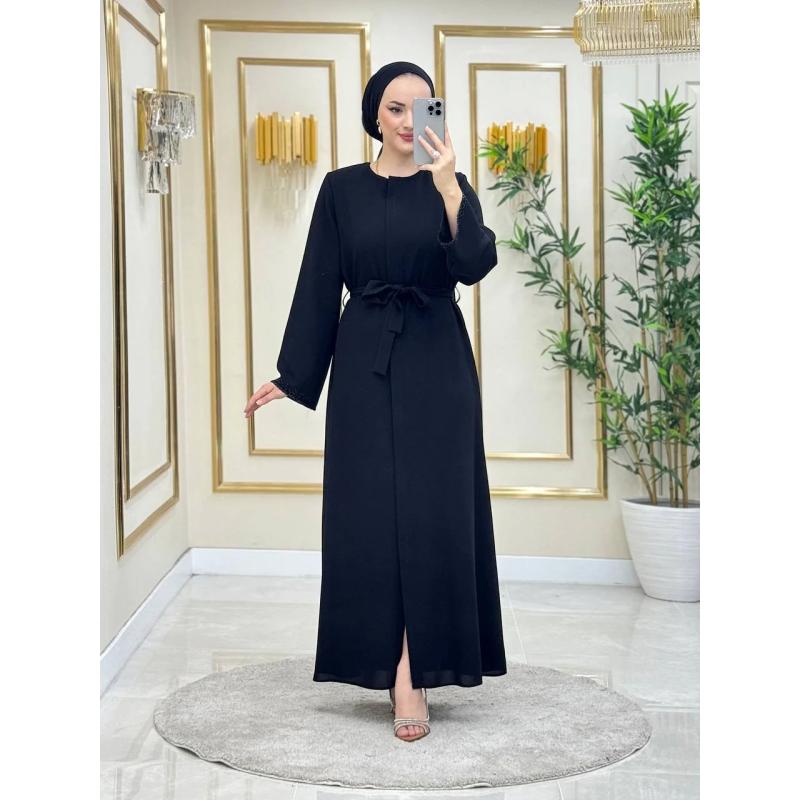 Kemer Detaylı Kol Taşlı Ferace - 2232