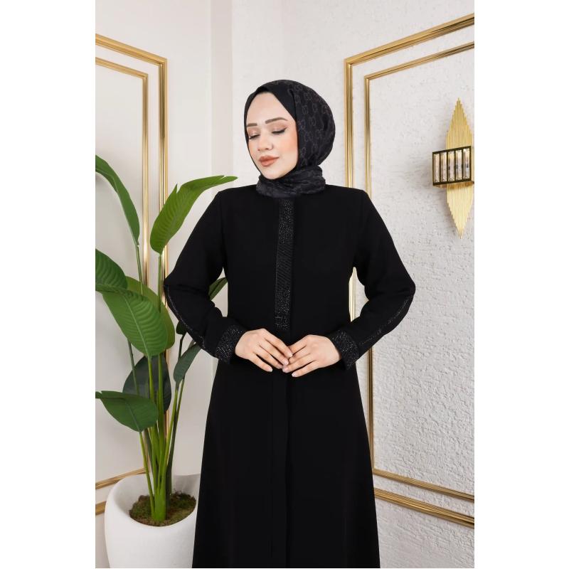 Sade İnce Pul Detaylı Ferace - 2284