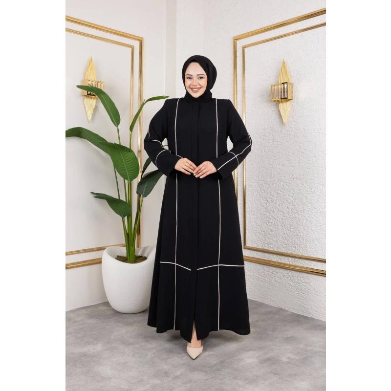 Şerit Desenli Şık Ferace - 2297 