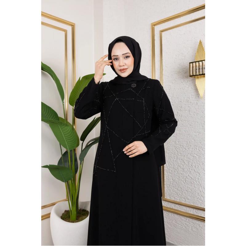 Şıklığı Geometrik Taşta Ferace - 2263 